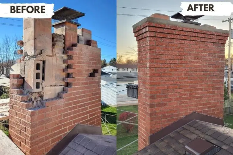 chimney repair London professional packing fresh weather-proof mortar into brick joints