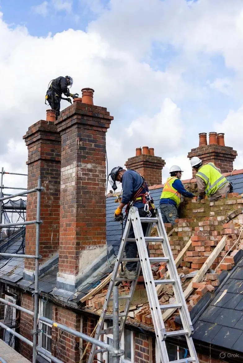 chimney repair London scaffolding setup for a stack safety inspection