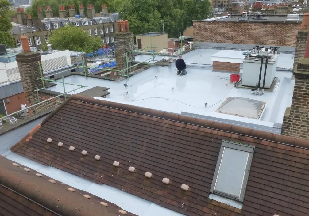 flat roof repair London materials including EPDM rubber and GRP fibreglass sheeting