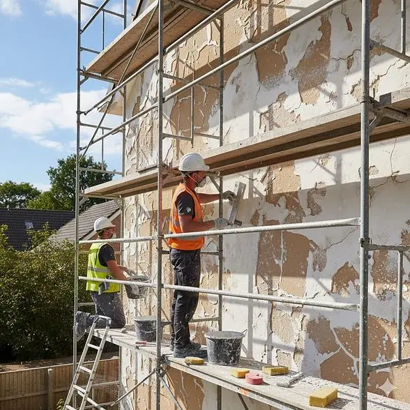 rendering services London sample panels comparing monocouche, silicone, and cement finishes