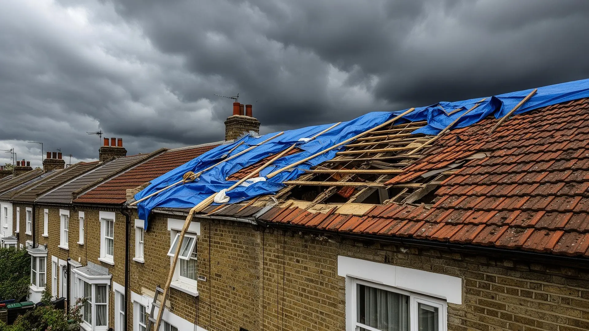 roof repair London specialist fixing damaged roof tiles on a London home
